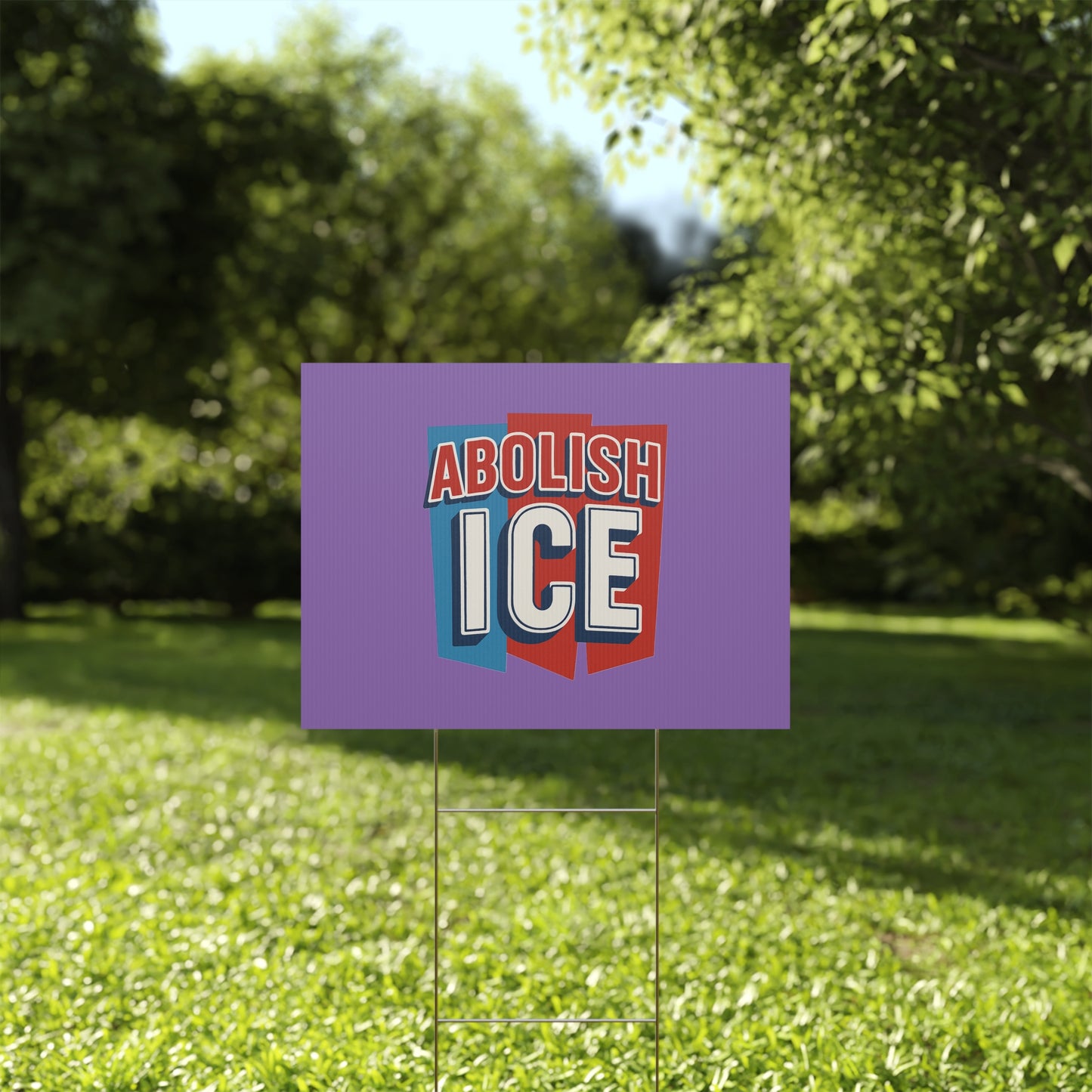 Light Purple Abolish ICE Yard Sign