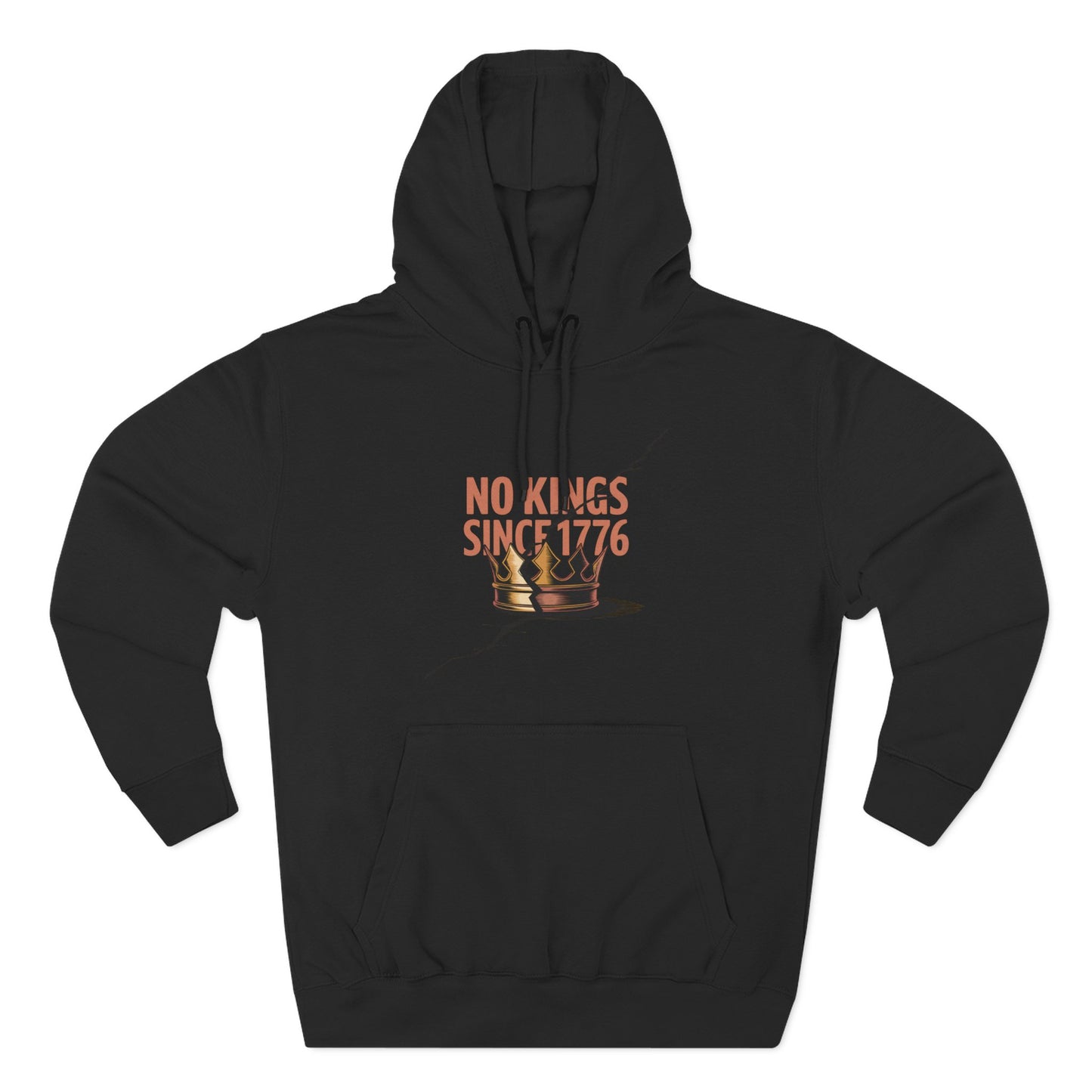 Three-Panel Fleece Hoodie – No Kings Since 1776, Cozy Sweatshirt for Chess Lovers, Casual Wear, Gift for History Buffs, Perfect for Fall