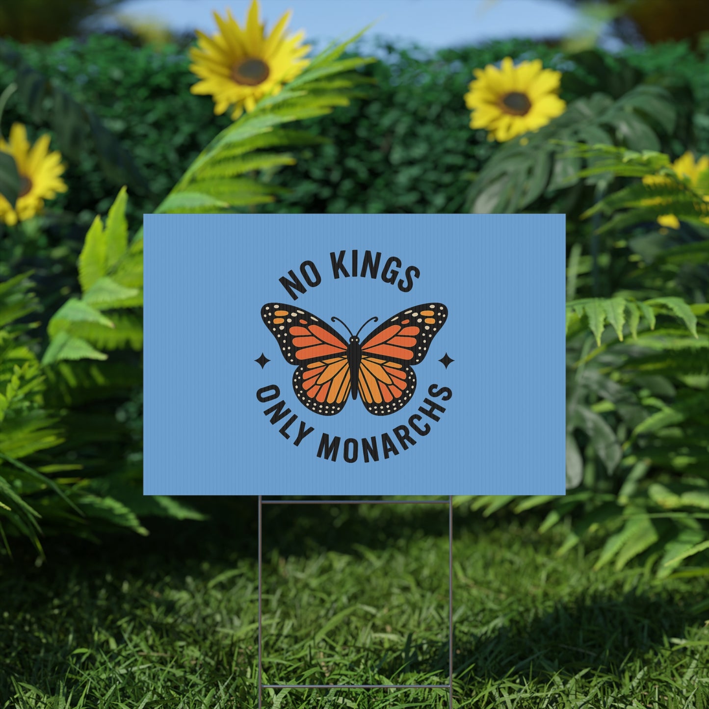 Light Blue No Kings Only Monarchs Yard Sign, No Kings Since 1776, Holiday Decoration, Lawn Decor for July 4th, Independence Day Sign, Political Statement Sign