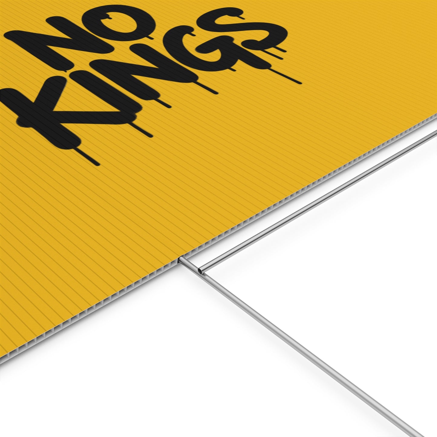 Yellow Spray Paint No Kings Protest Yard Sign