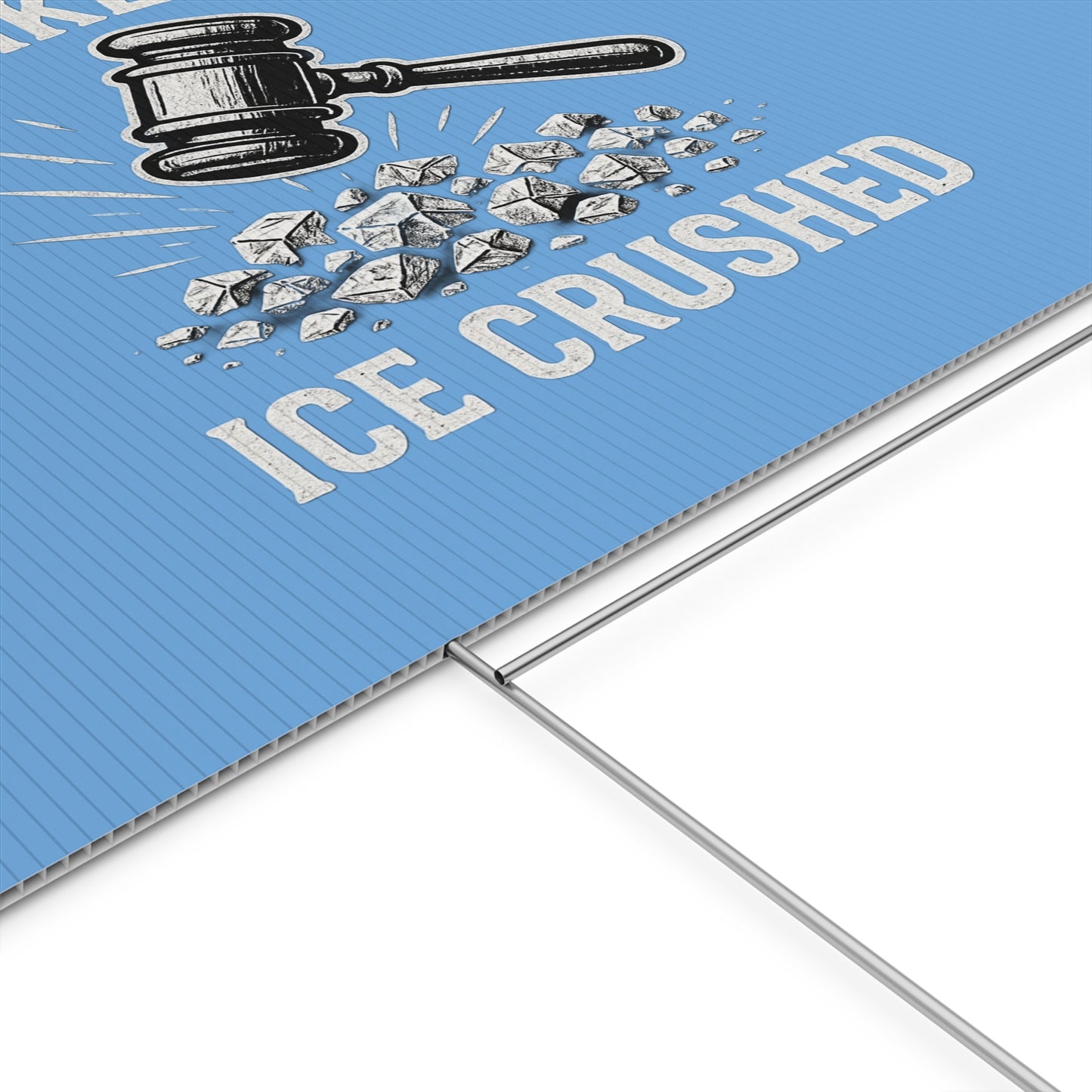 Light Blue Crushed ICE Protest Yard Sign
