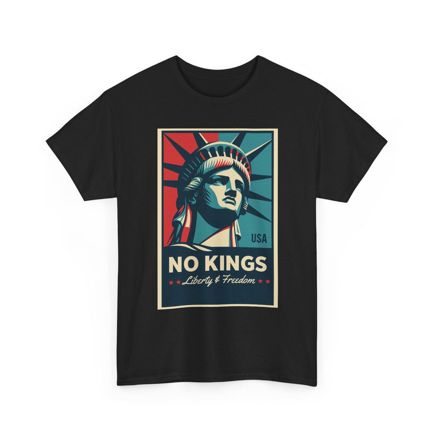 Statue of Liberty Tee - No Kings, Unisex Heavy Cotton T-Shirt, Freedom Shirt, Patriotic Apparel for Celebrations, Gift for Enthusiasts