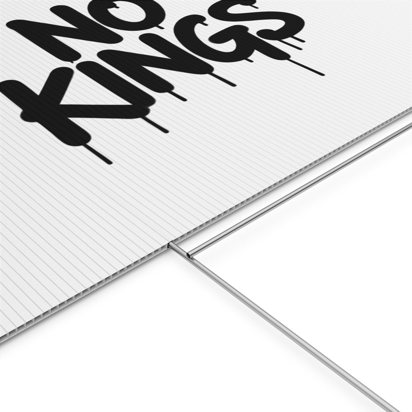 White Spray Paint No Kings Protest Yard Sign