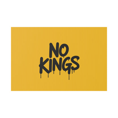 Yellow Spray Paint No Kings Protest Yard Sign