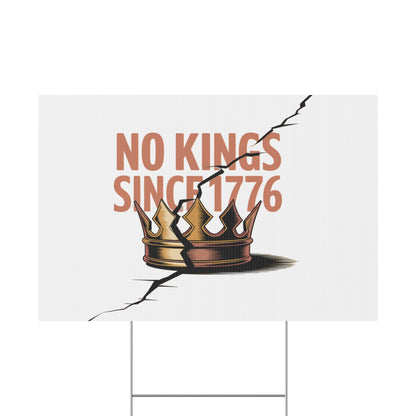 White No Kings Yard Sign, No Kings Since 1776, Holiday Decoration, Lawn Decor for July 4th, Independence Day Sign, Political Statement Sign - protest shirt from No Kings Store