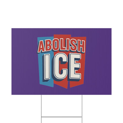 Dark Purple Abolish ICE Yard Sign