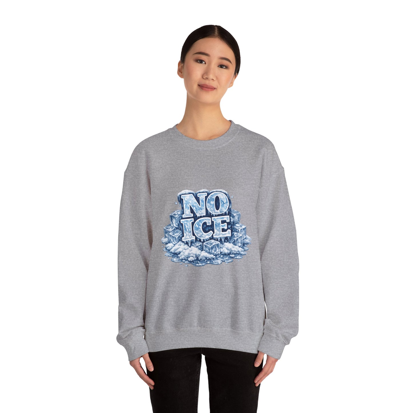 No ICE Crewneck Sweatshirt — Retro Iced Typography Graphic Sweatshirt