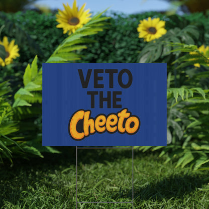 Dark Blue Veto the Cheeto Yard Sign - protest shirt from No Kings Store