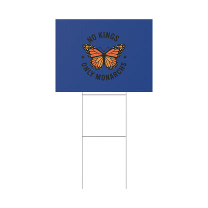 Dark Blue No Kings Only Monarchs Yard Sign