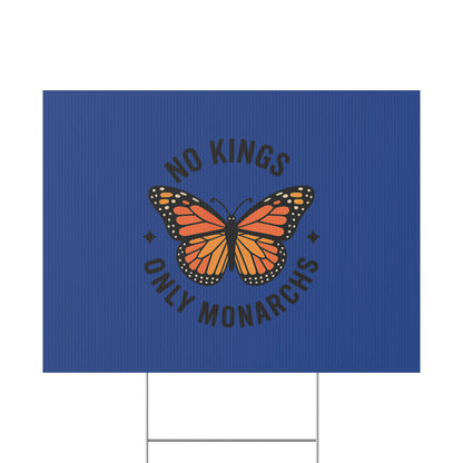 Dark Blue No Kings Only Monarchs Yard Sign