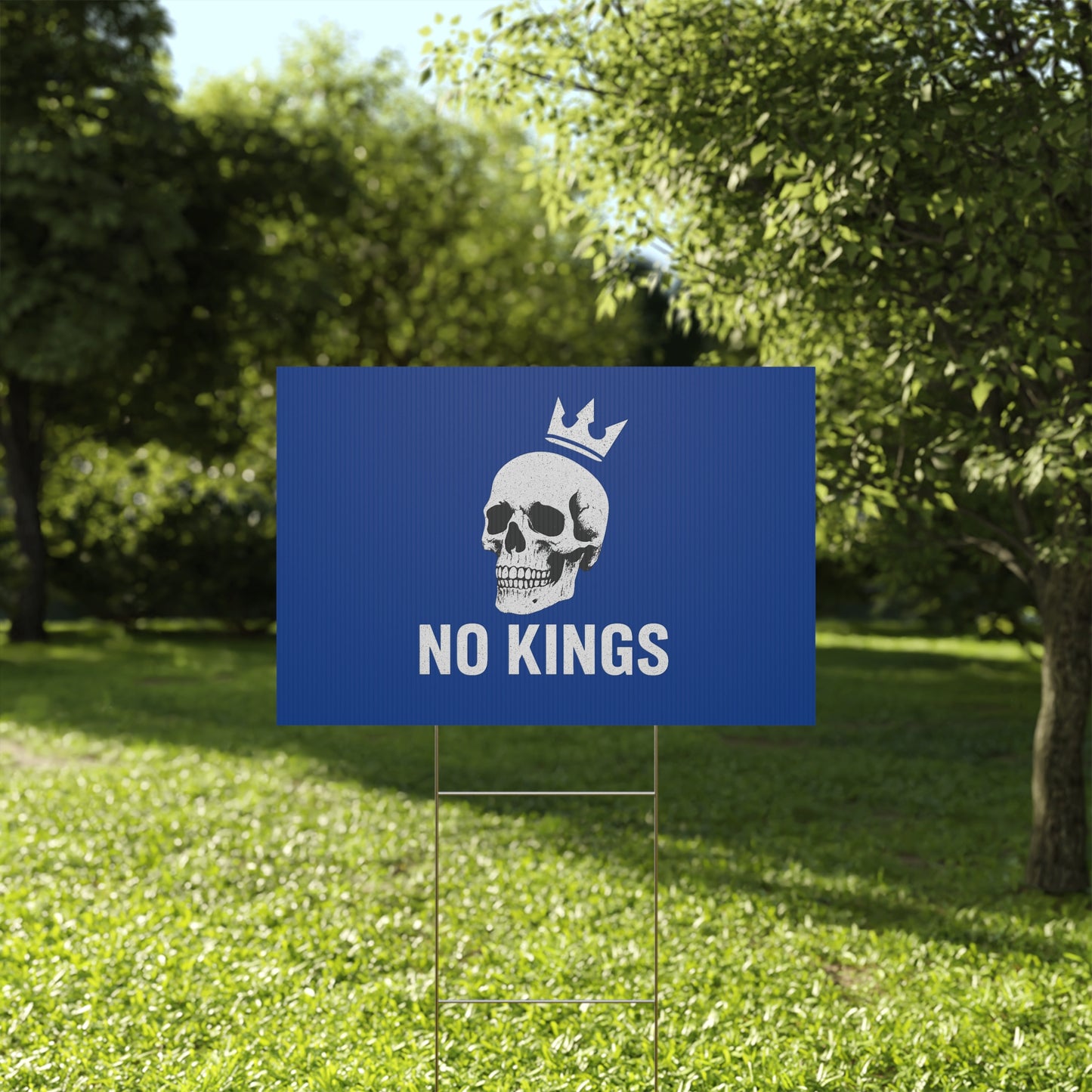 Blue Yard Sign - 'No Kings' Design