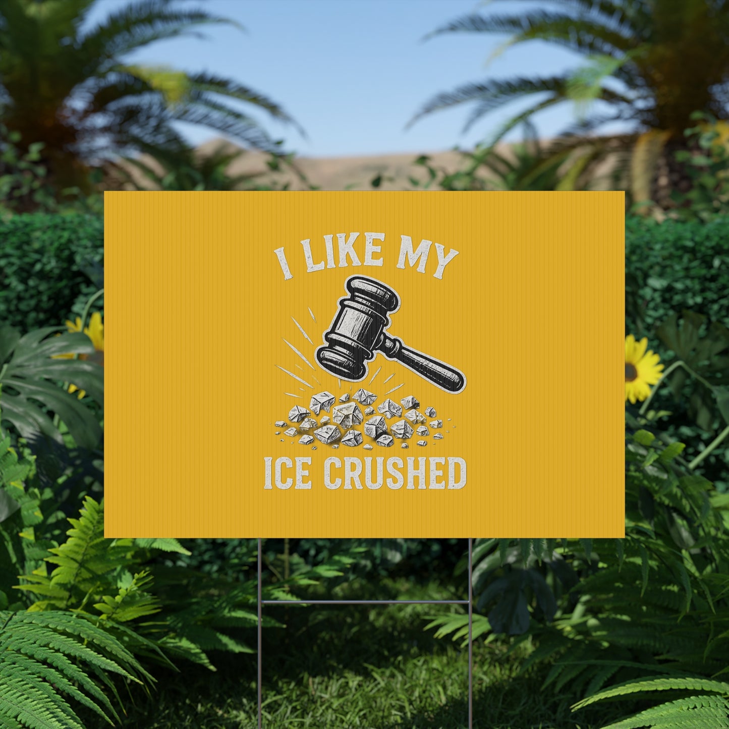 Yellow Crushed ICE Protest Yard Sign