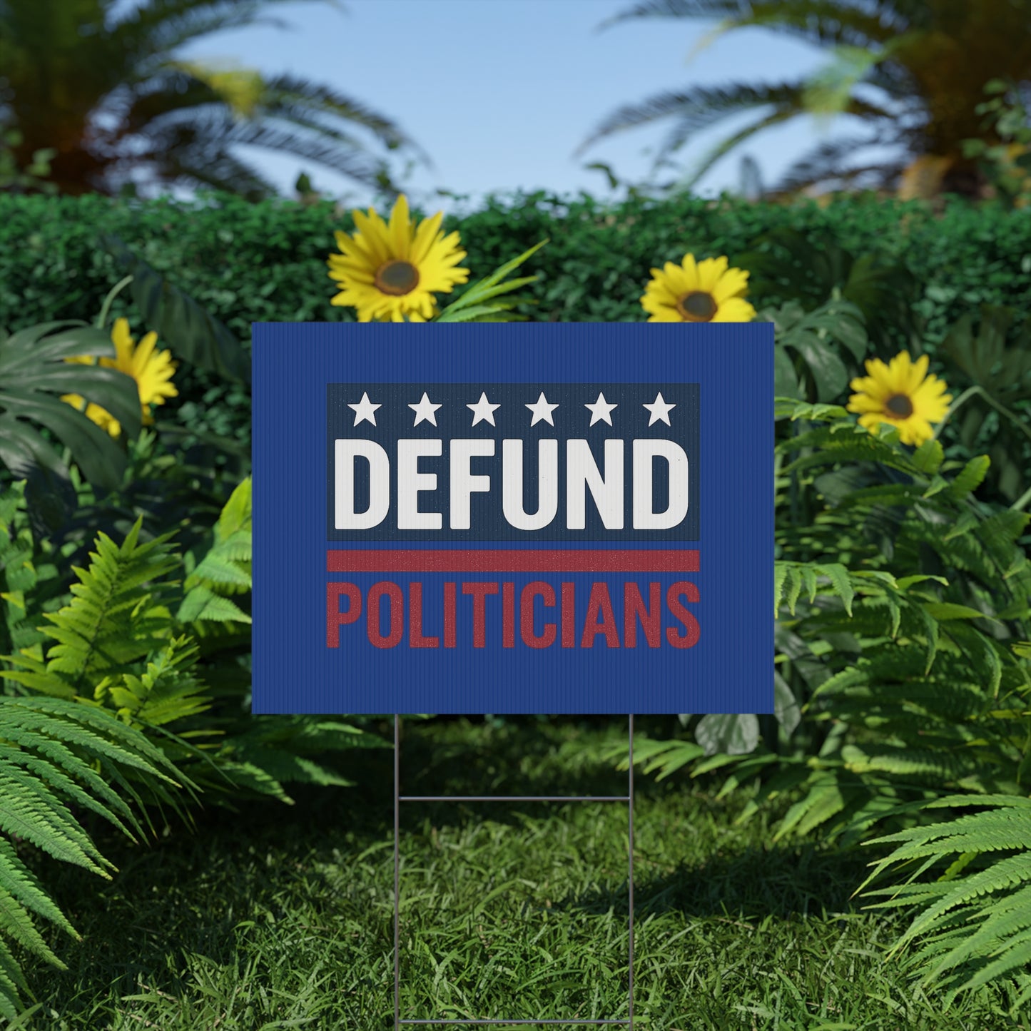 Dark Blue Defund Politicians yard sign