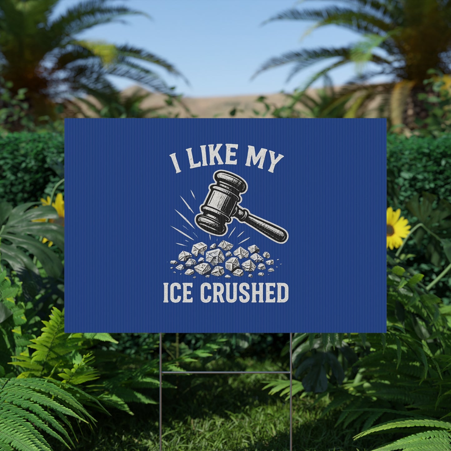 Dark Blue Crushed ICE Protest Yard Sign