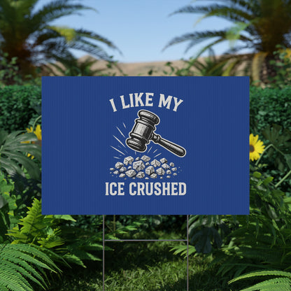Dark Blue Crushed ICE Protest Yard Sign