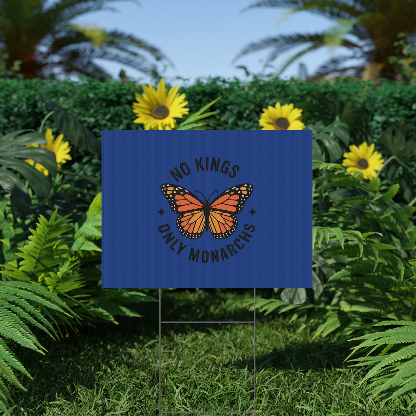 Dark Blue No Kings Only Monarchs  Yard Sign, No Kings Since 1776, Holiday Decoration, Lawn Decor for July 4th, Independence Day Sign, Political Statement Sign