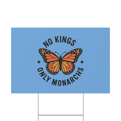 Light Blue No Kings Only Monarchs Yard Sign