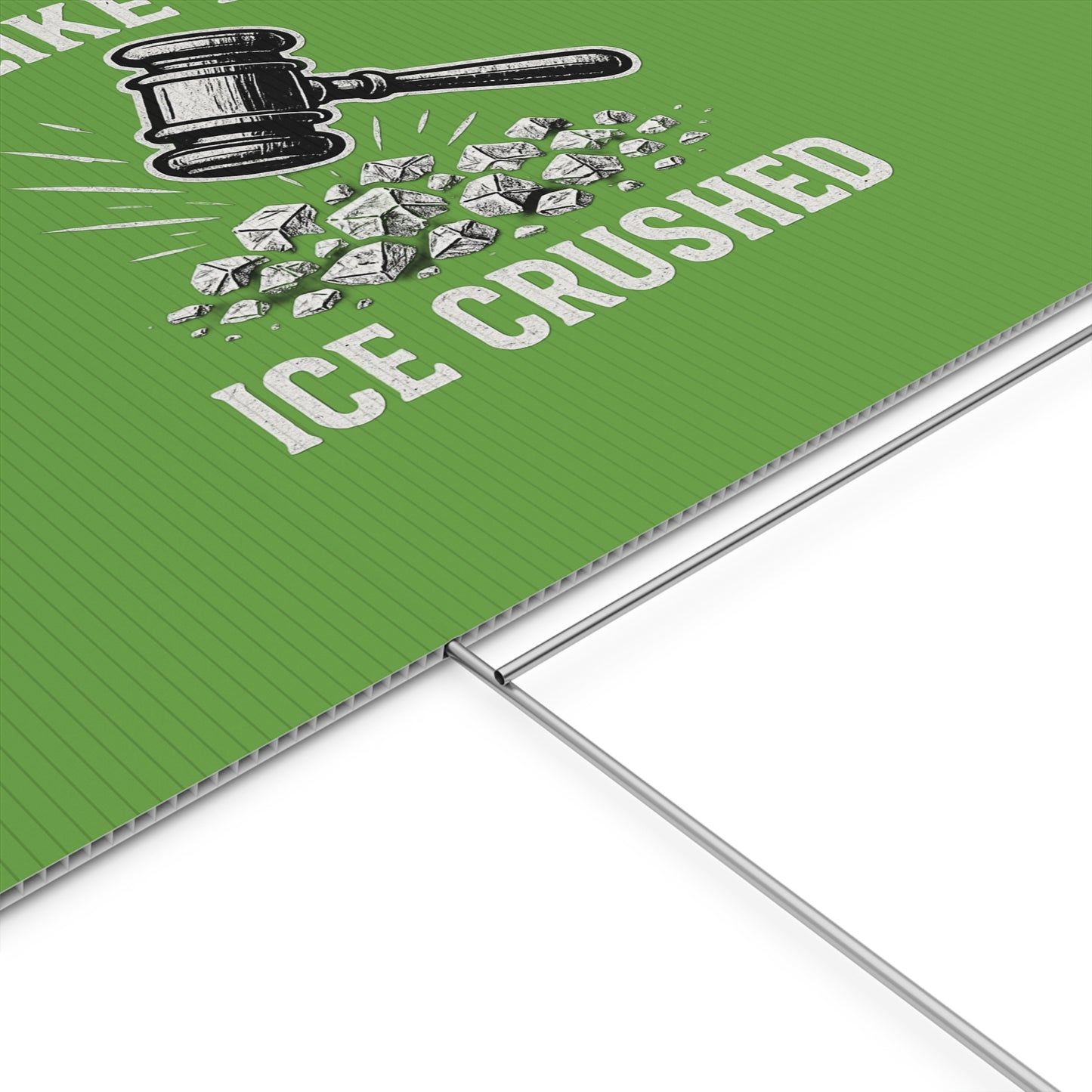 Light Green Crushed ICE Protest Yard Sign