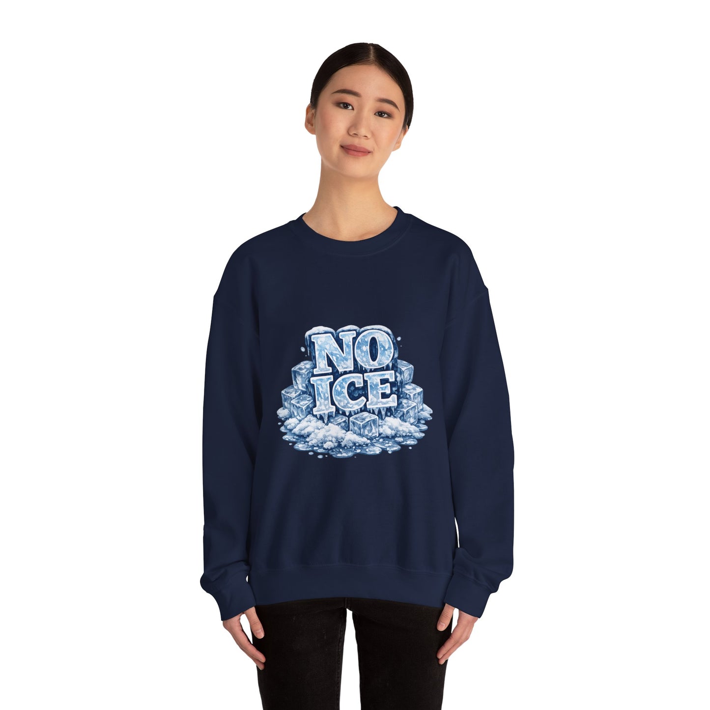 No ICE Crewneck Sweatshirt — Retro Iced Typography Graphic Sweatshirt