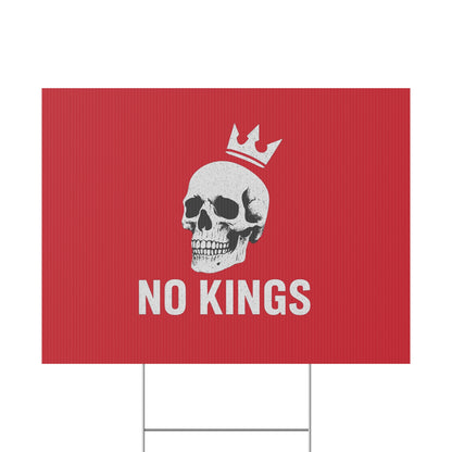 Dark Red Yard Sign - 'No Kings' Design