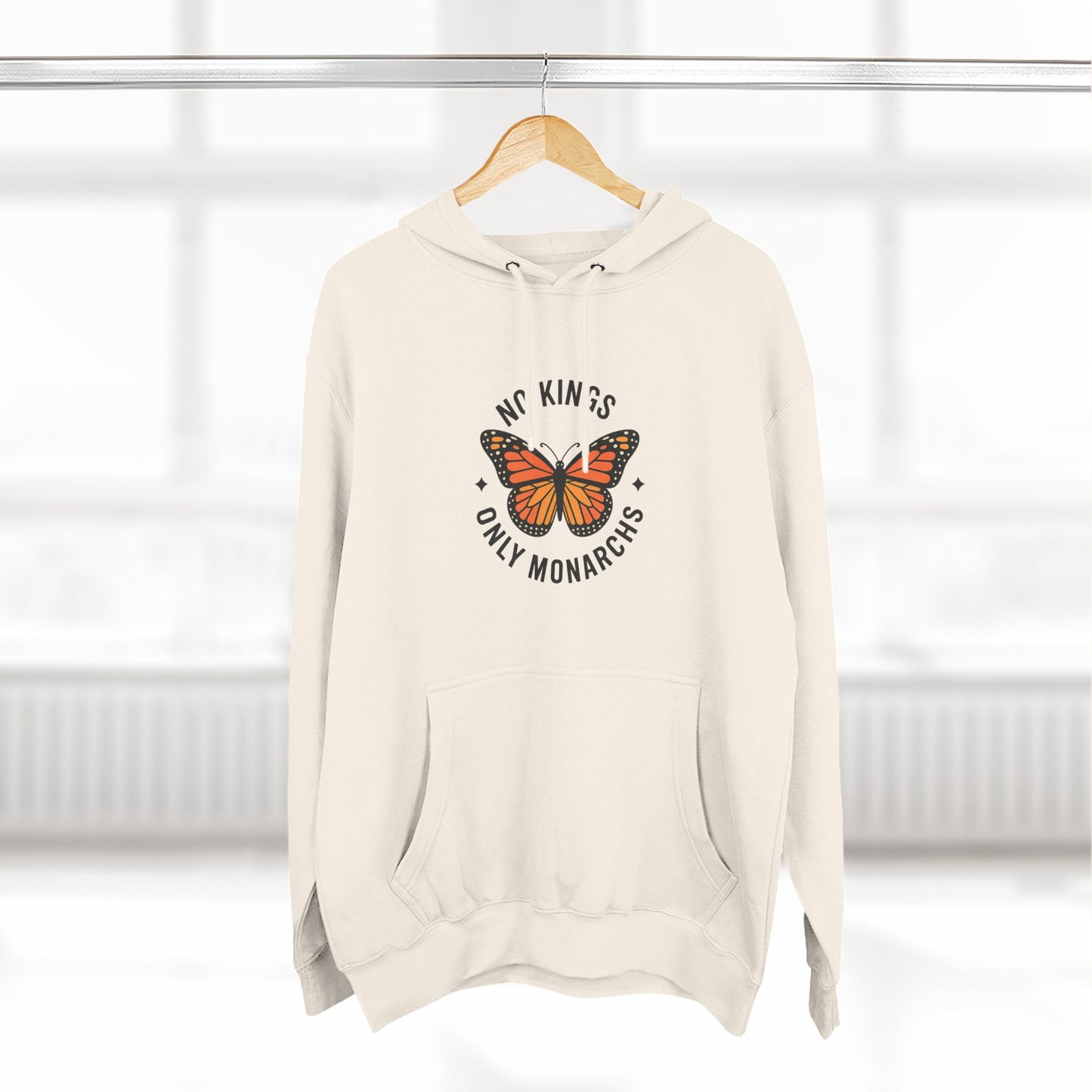 No Kings Only Monarchs Hoodie, Gift for Nature Lovers, Cozy Casual Wear, Perfect for Fall