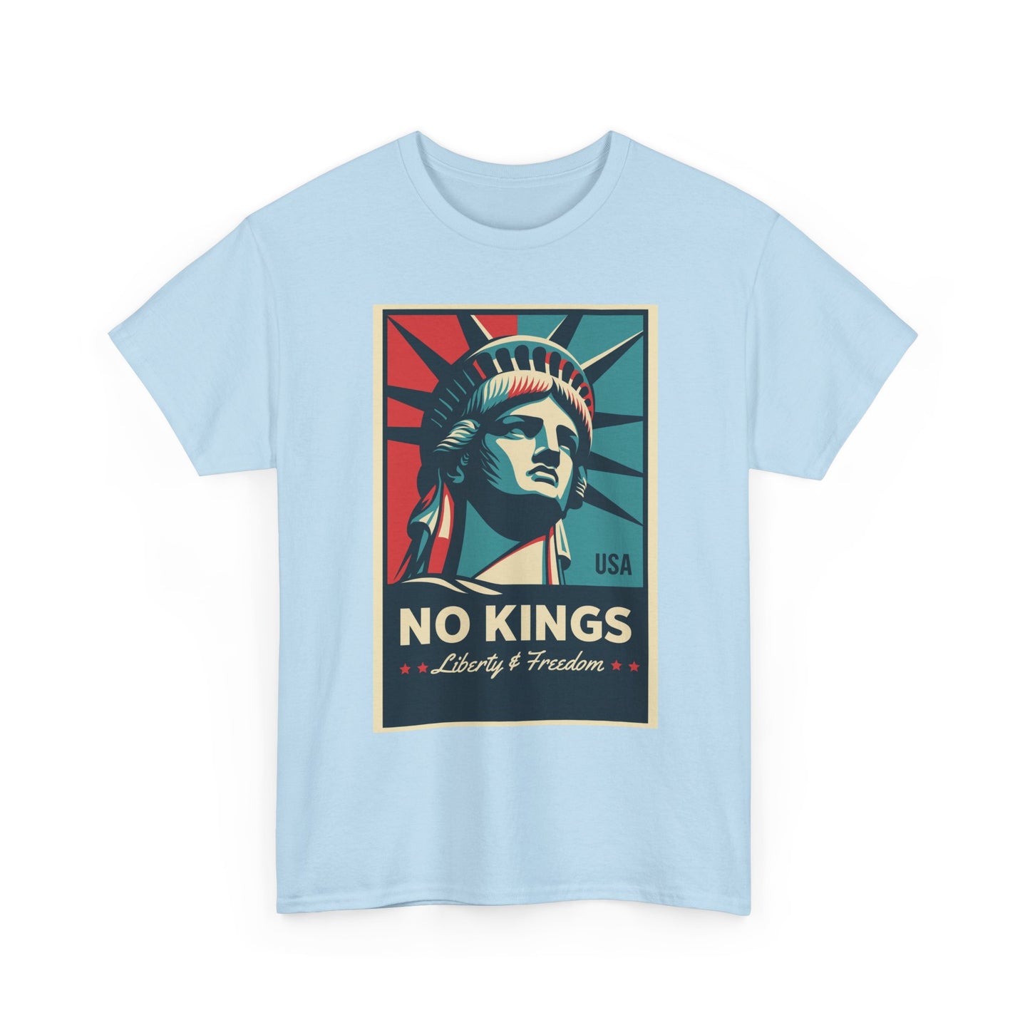 Statue of Liberty Tee - No Kings, Unisex Heavy Cotton T-Shirt, Freedom Shirt, Patriotic Apparel for Celebrations, Gift for Enthusiasts