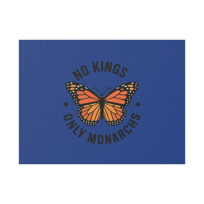Dark Blue No Kings Only Monarchs Yard Sign