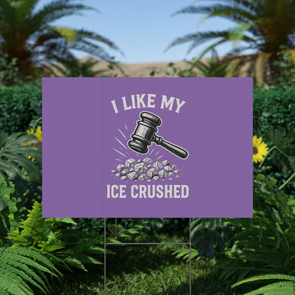 Light Purple Crushed ICE Protest Yard Sign
