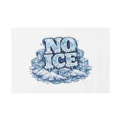 No ICE Plastic Yard Sign — Frosty 'No Ice' Iceberg Design Outdoor Lawn Sign