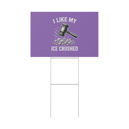 Light Purple Crushed ICE Protest Yard Sign