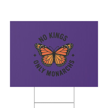 Purple No Kings Only Monarchs Yard Sign