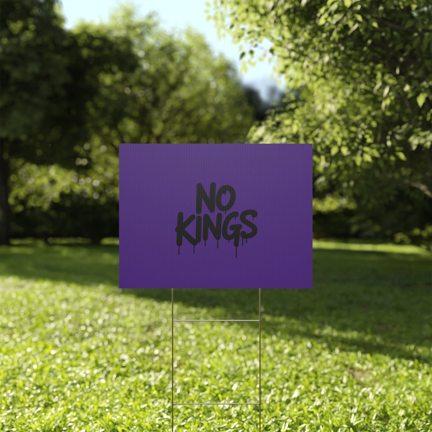 Purple Spray Paint No Kings Protest Yard Sign