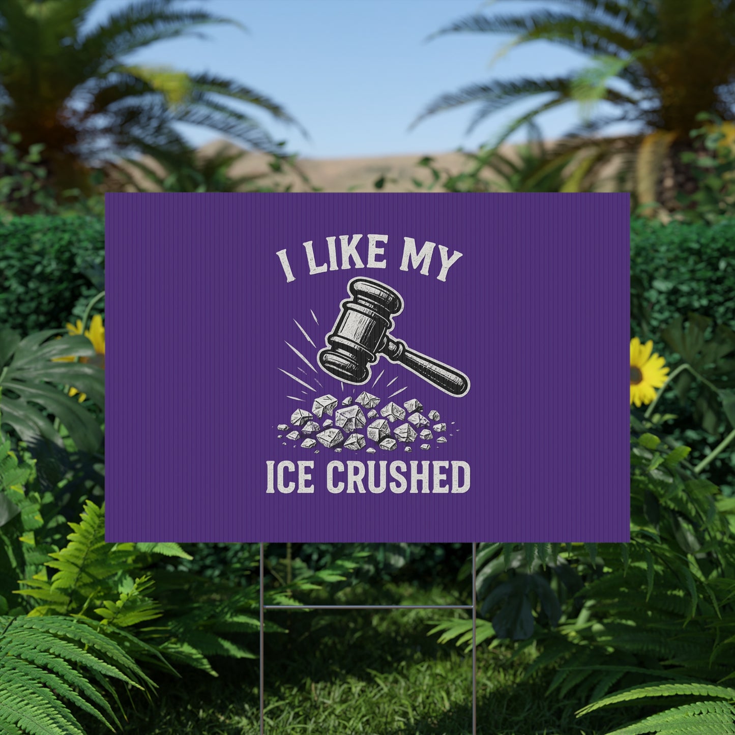 Dark Purple Crushed ICE Protest Yard Sign