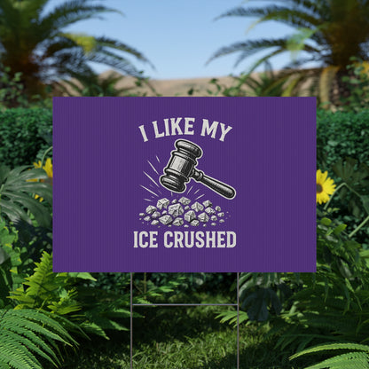 Dark Purple Crushed ICE Protest Yard Sign
