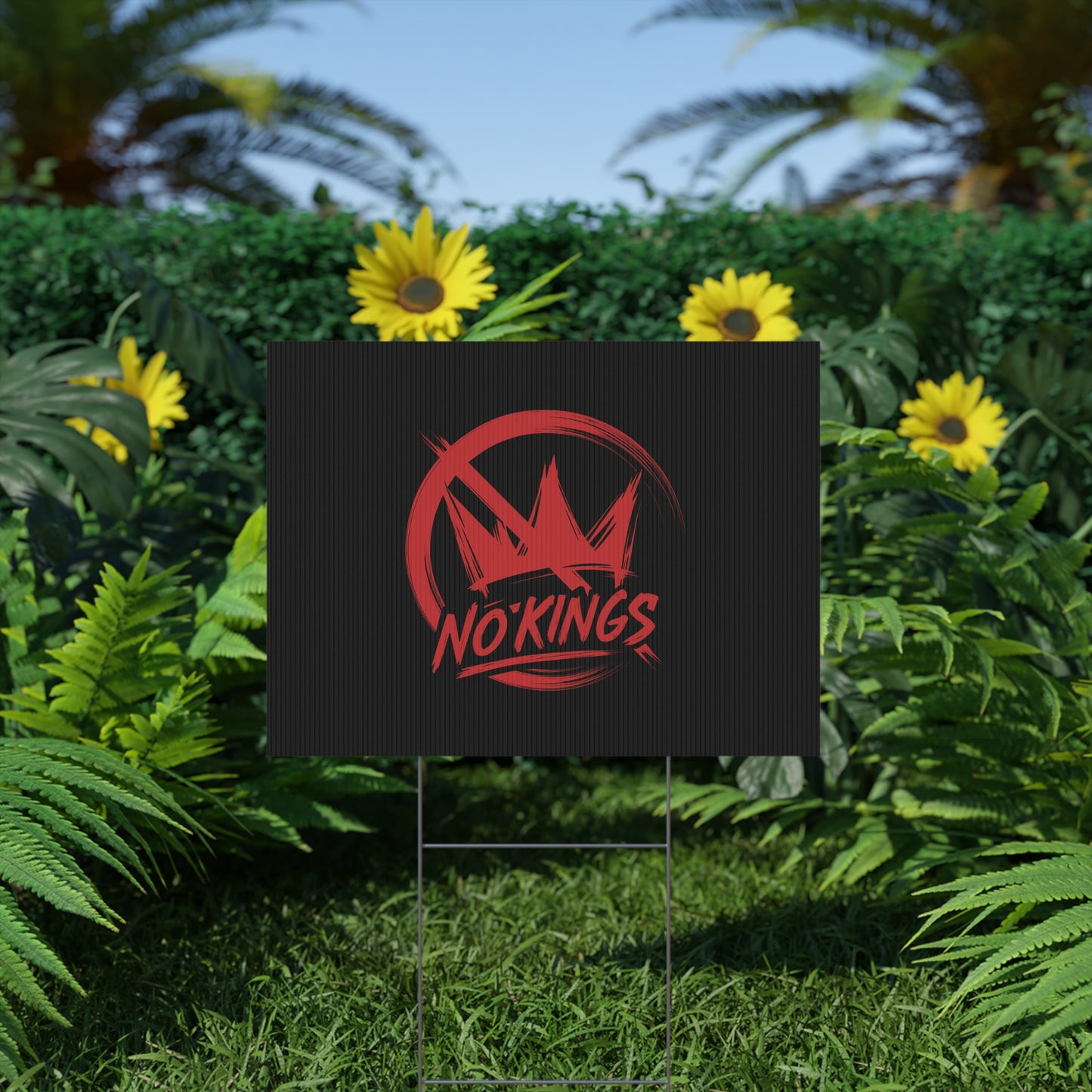 Black “No Kings” Protest Yard Sign