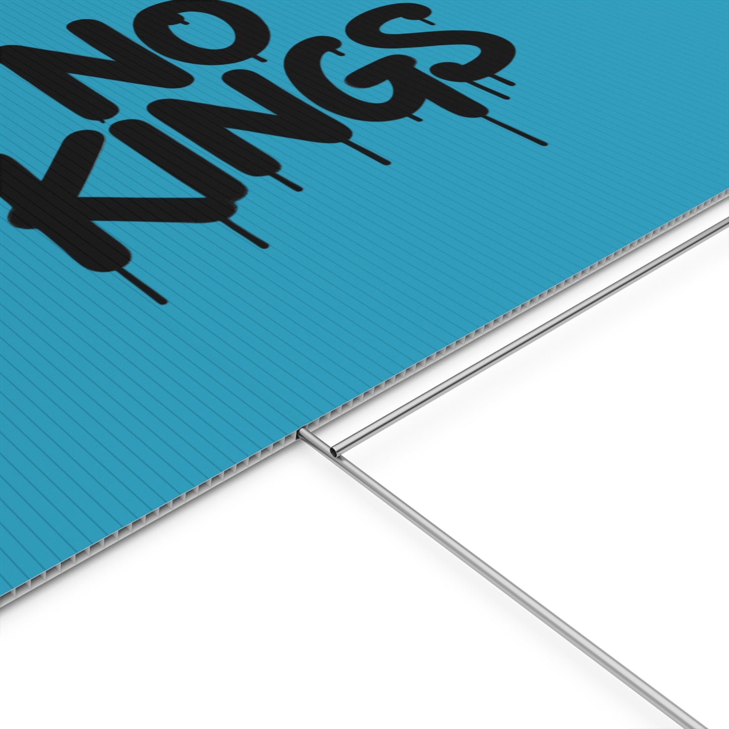 Turquoise Spray Paint No Kings Protest Yard Sign