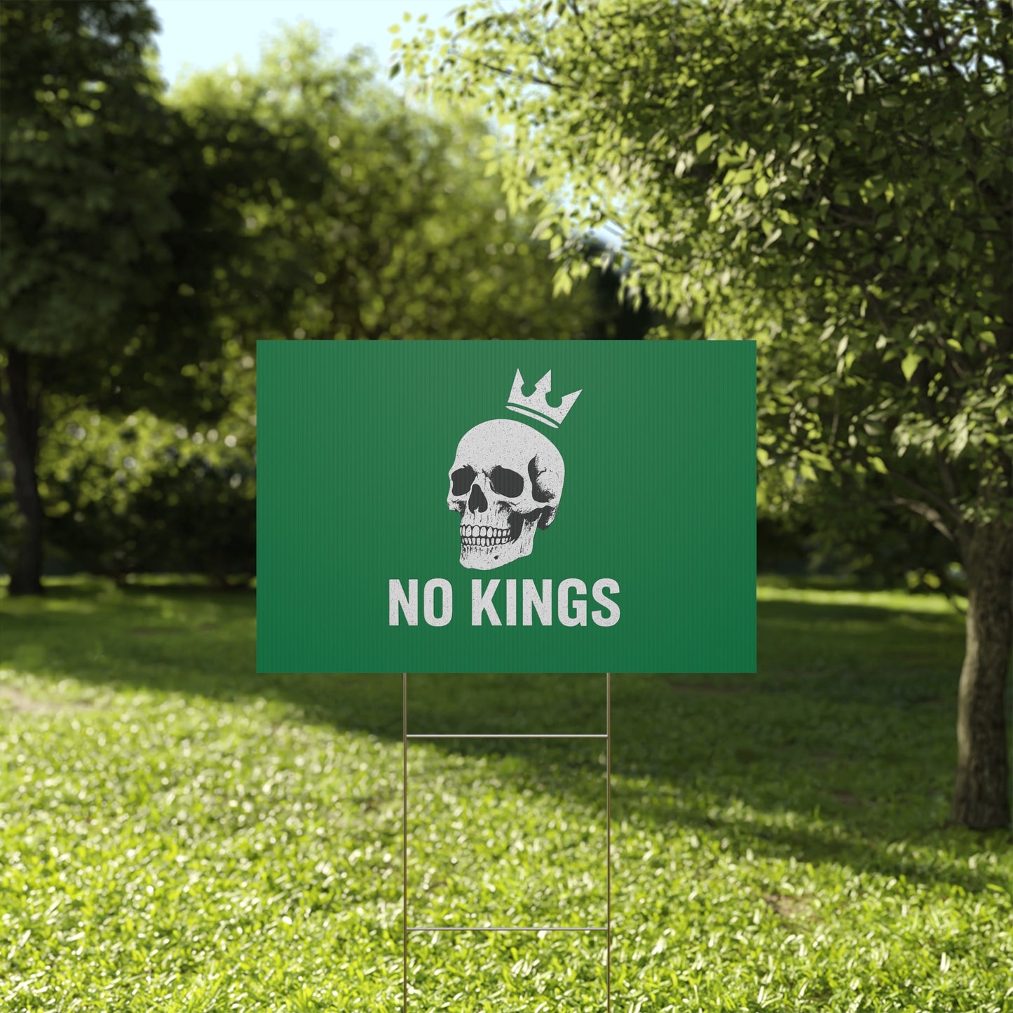 Dark Green Yard Sign - 'No Kings' Design