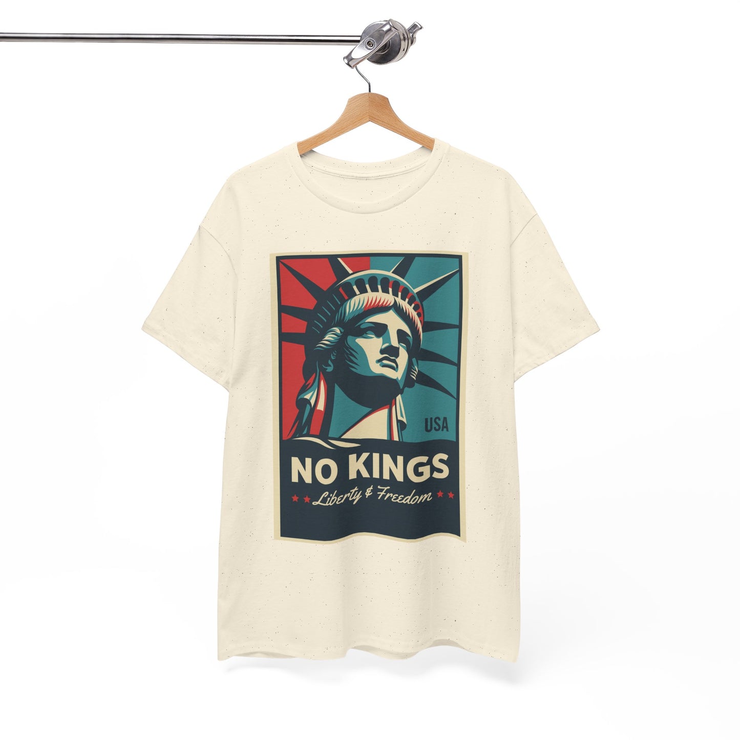 Statue of Liberty Tee - No Kings, Unisex Heavy Cotton T-Shirt, Freedom Shirt, Patriotic Apparel for Celebrations, Gift for Enthusiasts