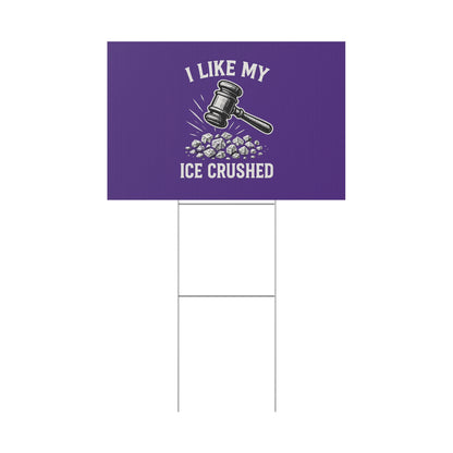 Dark Purple Crushed ICE Protest Yard Sign