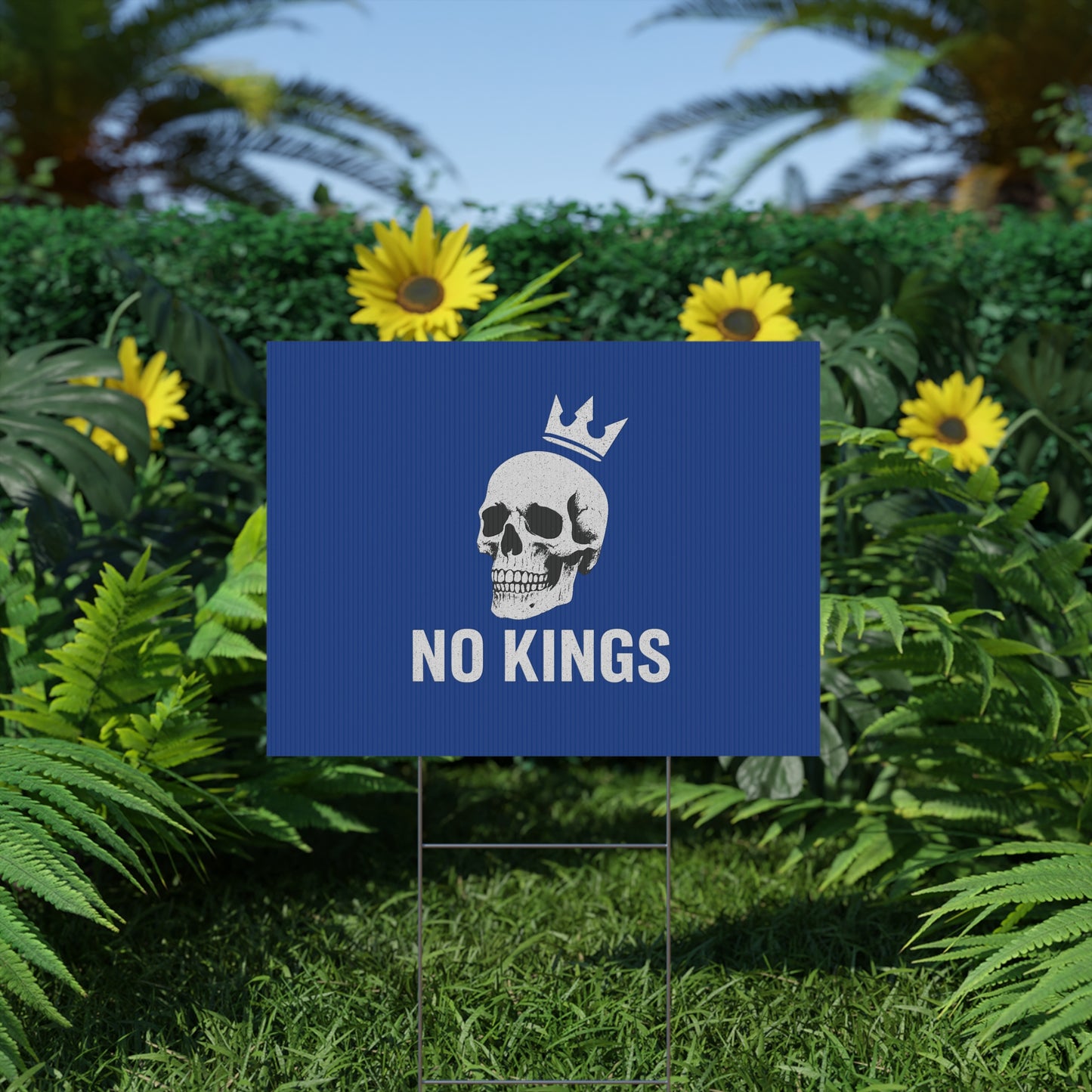 Blue Yard Sign - 'No Kings' Design