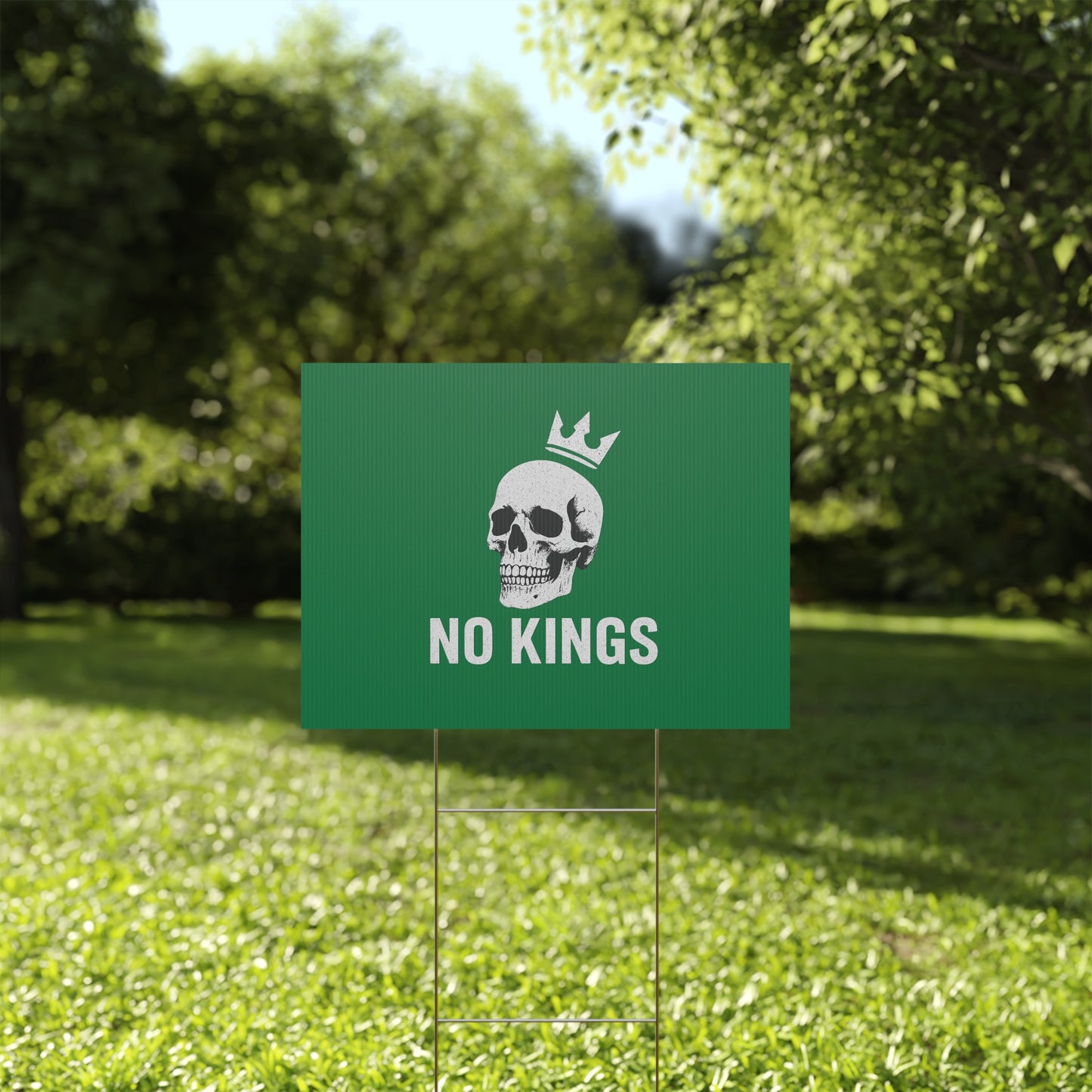 Dark Green Yard Sign - 'No Kings' Design