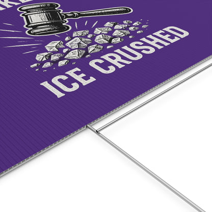 Dark Purple Crushed ICE Protest Yard Sign