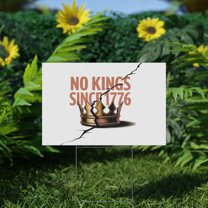 White No Kings  Yard Sign, No Kings Since 1776, Holiday Decoration, Lawn Decor for July 4th, Independence Day Sign, Political Statement Sign