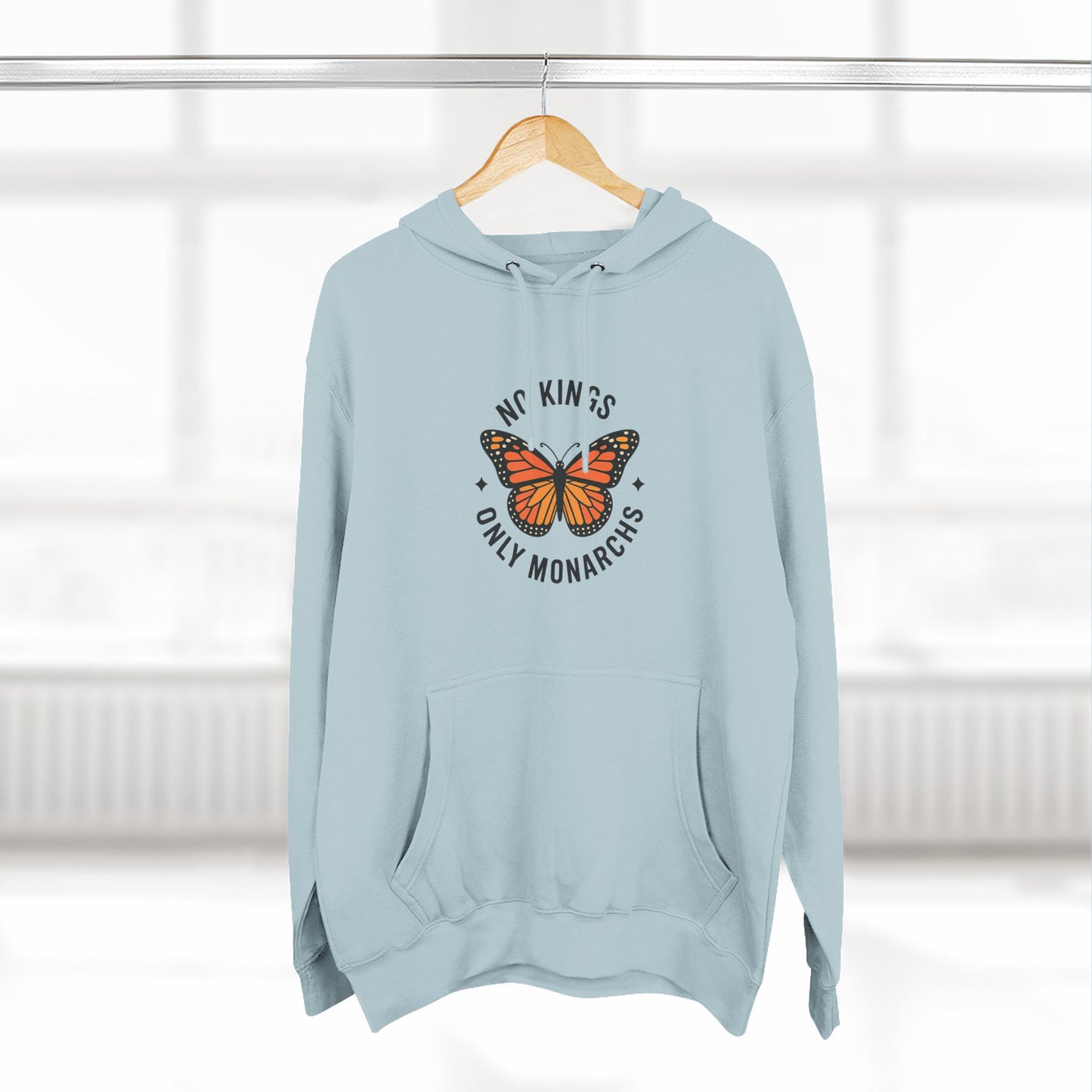 No Kings Only Monarchs Hoodie, Gift for Nature Lovers, Cozy Casual Wear, Perfect for Fall