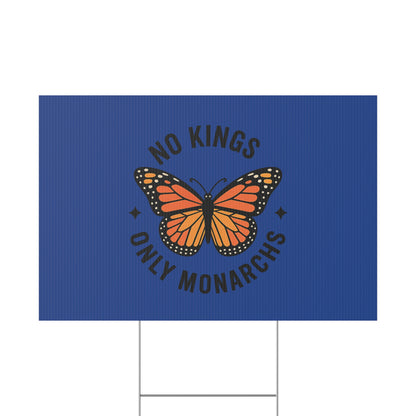 Dark Blue No Kings Only Monarchs Yard Sign