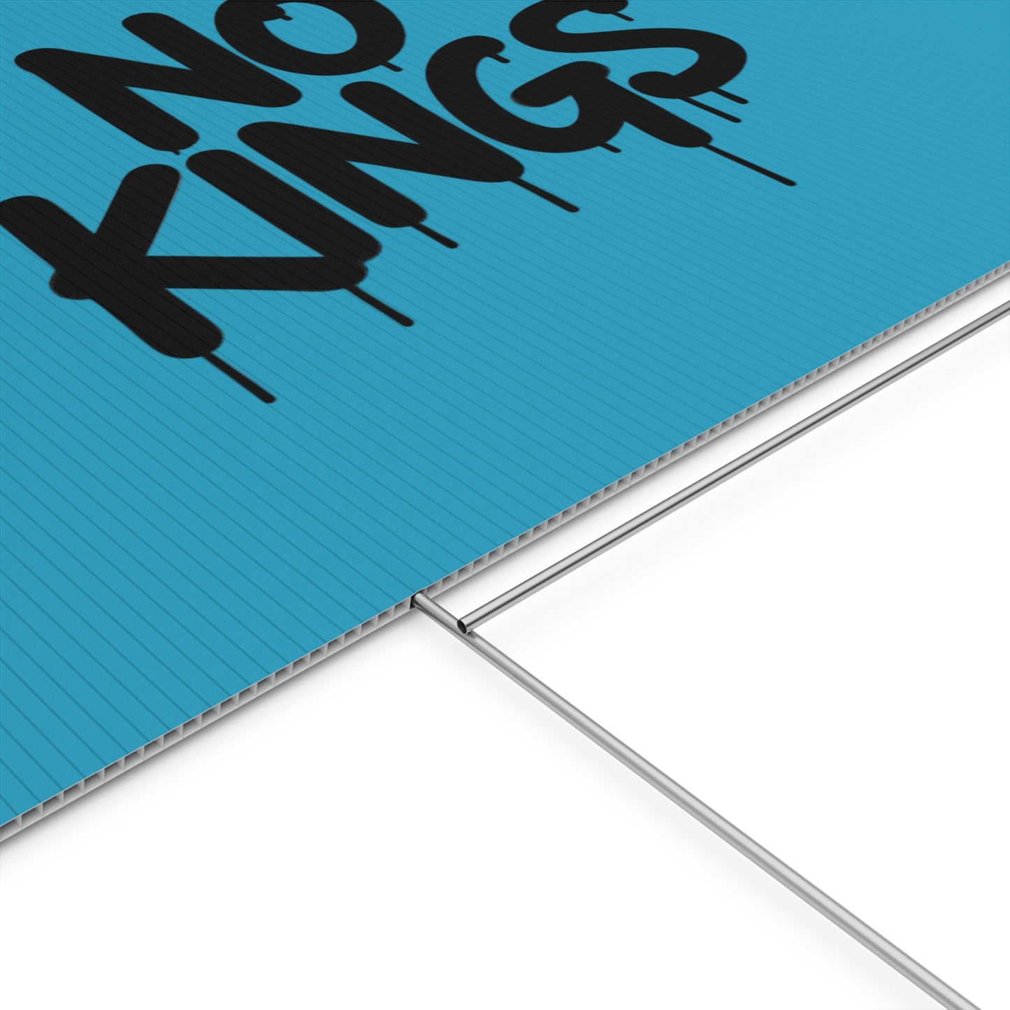 Turquoise Spray Paint No Kings Protest Yard Sign
