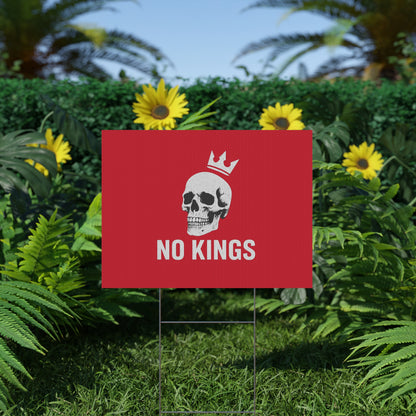 Dark Red Yard Sign - 'No Kings' Design