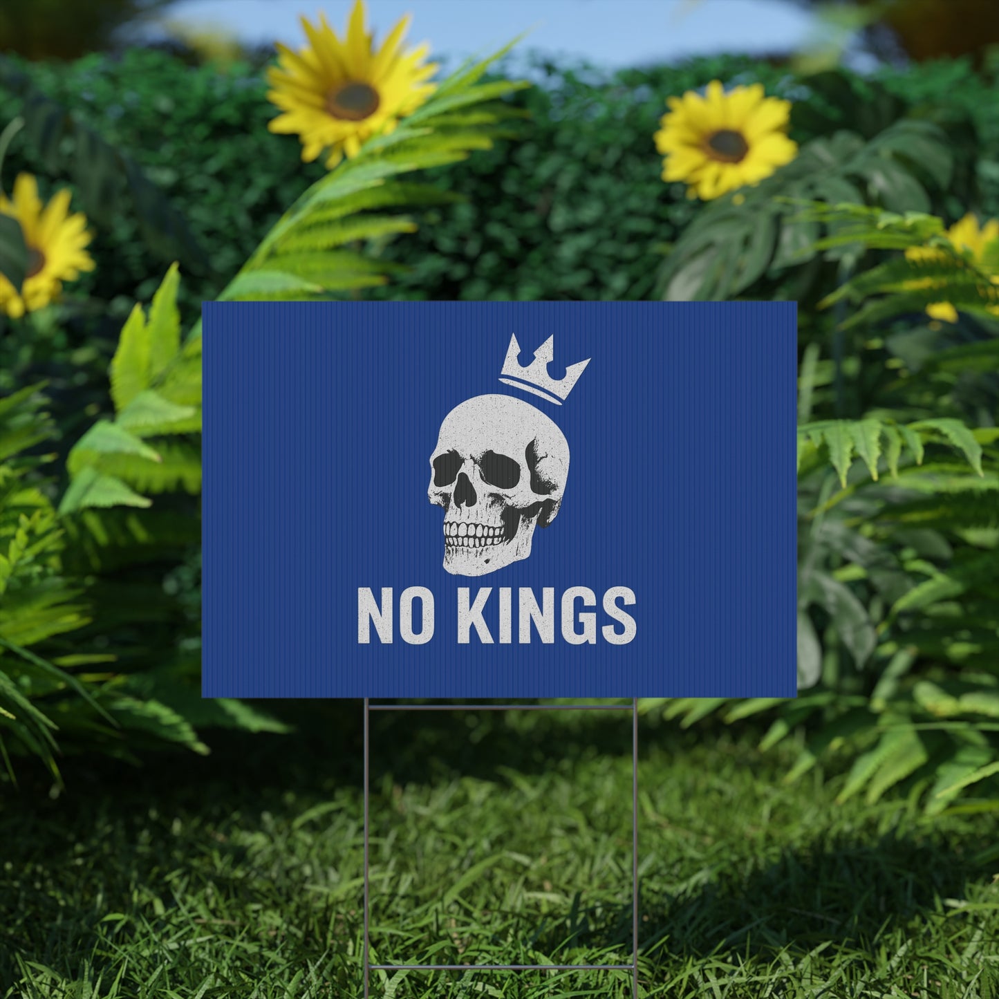 Blue Yard Sign - 'No Kings' Design