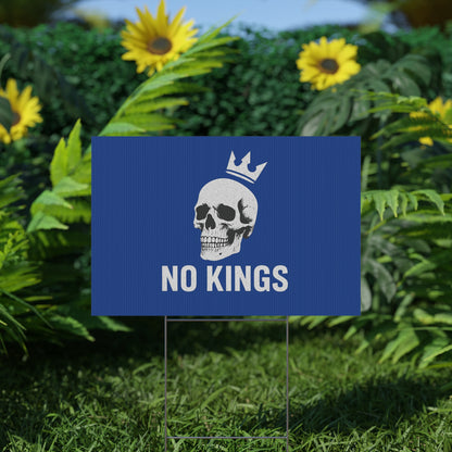 Blue Yard Sign - 'No Kings' Design - protest shirt from No Kings Store