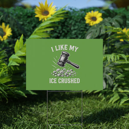 Light Green Crushed ICE Protest Yard Sign - protest shirt from No Kings Store